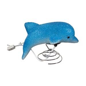 Cute Decorative Blue White Dolphin Corded Indoor Desk Lamp With Spring Base